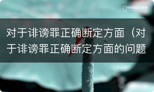 对于诽谤罪正确断定方面（对于诽谤罪正确断定方面的问题）
