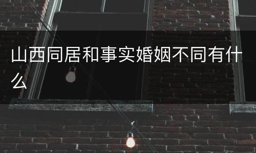 山西同居和事实婚姻不同有什么