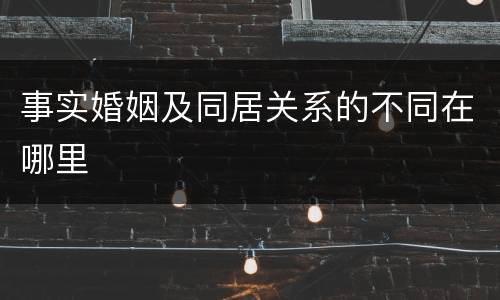 事实婚姻及同居关系的不同在哪里