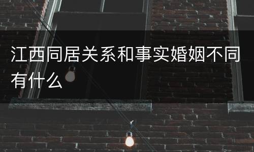 江西同居关系和事实婚姻不同有什么