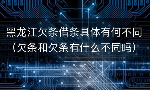 黑龙江欠条借条具体有何不同（欠条和欠条有什么不同吗）