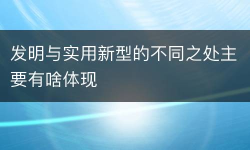发明与实用新型的不同之处主要有啥体现