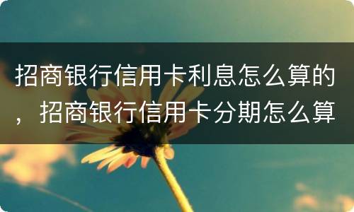 招商银行信用卡利息怎么算的，招商银行信用卡分期怎么算的