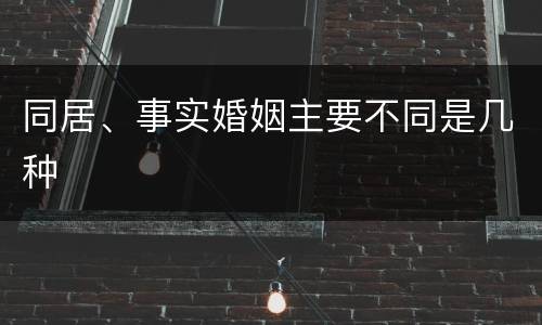 同居、事实婚姻主要不同是几种