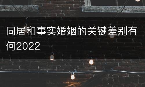 同居和事实婚姻的关键差别有何2022