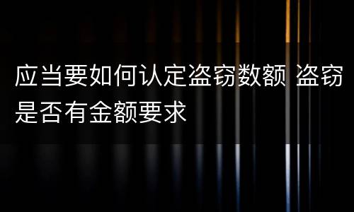 应当要如何认定盗窃数额 盗窃是否有金额要求