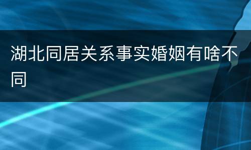 湖北同居关系事实婚姻有啥不同