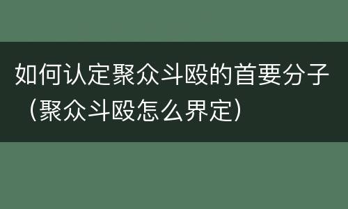 如何认定聚众斗殴的首要分子（聚众斗殴怎么界定）