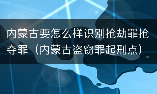 内蒙古要怎么样识别抢劫罪抢夺罪（内蒙古盗窃罪起刑点）
