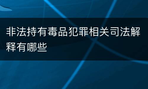 非法持有毒品犯罪相关司法解释有哪些