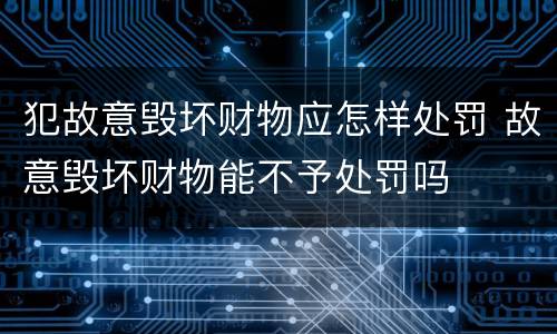 犯故意毁坏财物应怎样处罚 故意毁坏财物能不予处罚吗