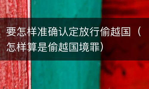 要怎样准确认定放行偷越国（怎样算是偷越国境罪）