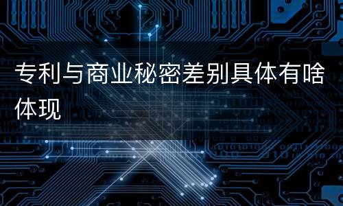 专利与商业秘密差别具体有啥体现