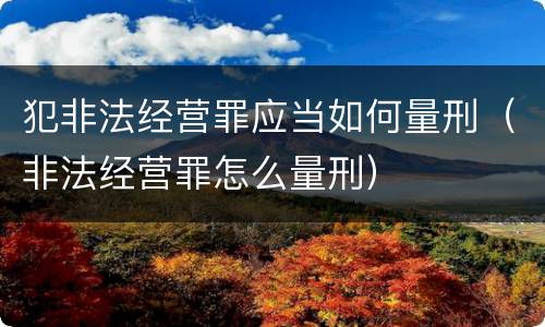 犯非法经营罪应当如何量刑（非法经营罪怎么量刑）