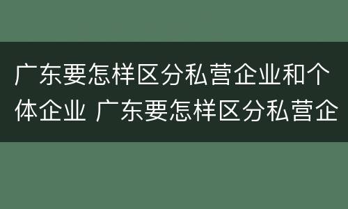 广东要怎样区分私营企业和个体企业 广东要怎样区分私营企业和个体企业呢