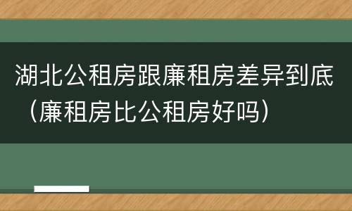 湖北公租房跟廉租房差异到底（廉租房比公租房好吗）