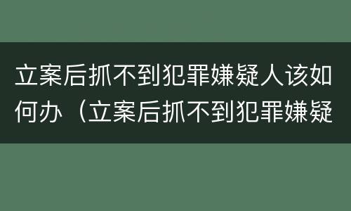 立案后抓不到犯罪嫌疑人该如何办（立案后抓不到犯罪嫌疑人该如何办呢）