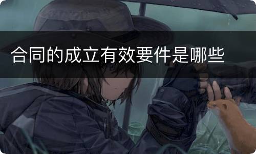 合同的成立有效要件是哪些