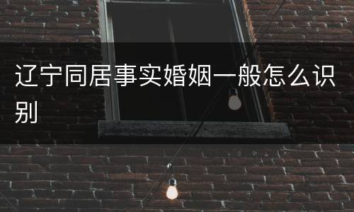 辽宁同居事实婚姻一般怎么识别