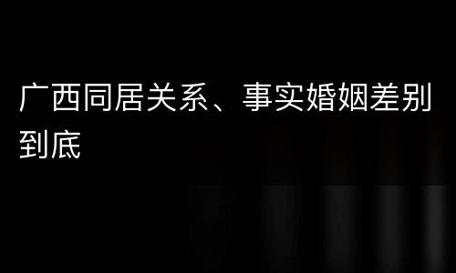 广西同居关系、事实婚姻差别到底