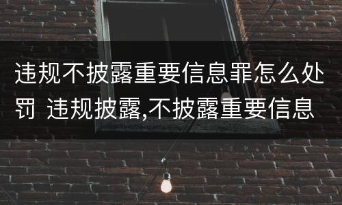违规不披露重要信息罪怎么处罚 违规披露,不披露重要信息罪的立案标准