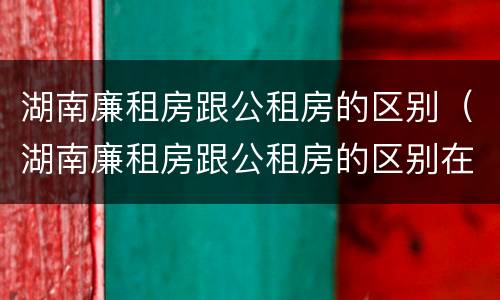 湖南廉租房跟公租房的区别（湖南廉租房跟公租房的区别在哪里）