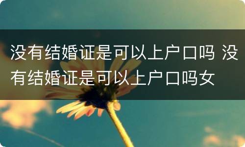 没有结婚证是可以上户口吗 没有结婚证是可以上户口吗女