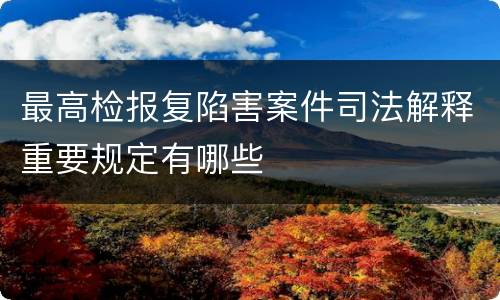 最高检报复陷害案件司法解释重要规定有哪些