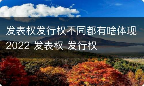 发表权发行权不同都有啥体现2022 发表权 发行权