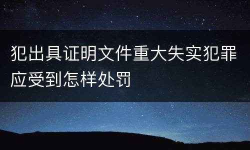 犯出具证明文件重大失实犯罪应受到怎样处罚