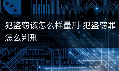 犯盗窃该怎么样量刑 犯盗窃罪怎么判刑
