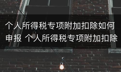 个人所得税专项附加扣除如何申报 个人所得税专项附加扣除如何申报缴纳