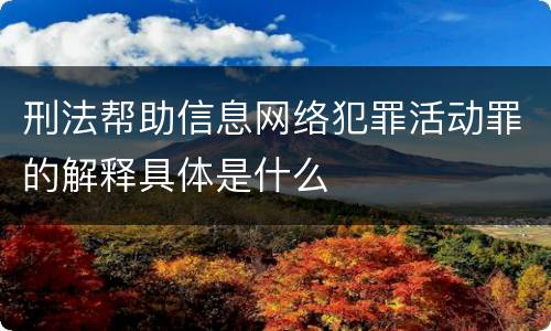刑法帮助信息网络犯罪活动罪的解释具体是什么