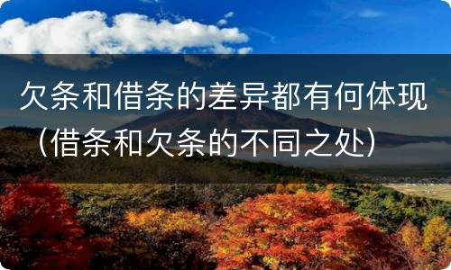 欠条和借条的差异都有何体现（借条和欠条的不同之处）