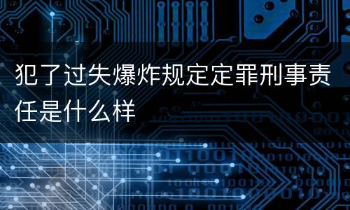 犯了过失爆炸规定定罪刑事责任是什么样
