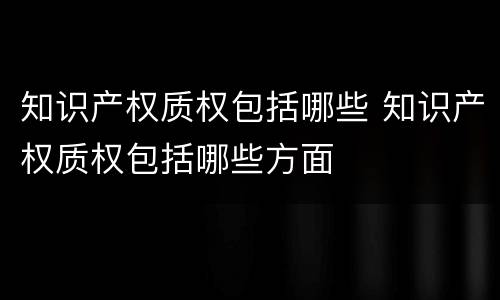 知识产权质权包括哪些 知识产权质权包括哪些方面