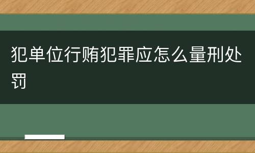 犯单位行贿犯罪应怎么量刑处罚