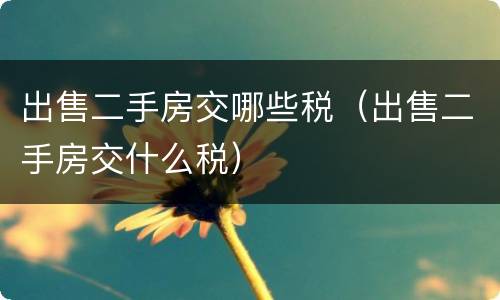 出售二手房交哪些税（出售二手房交什么税）