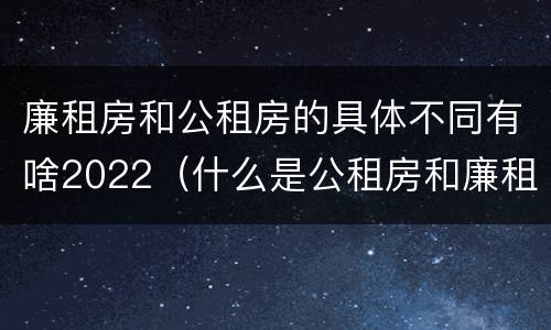 廉租房和公租房的具体不同有啥2022（什么是公租房和廉租房）