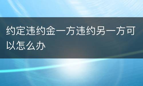 约定违约金一方违约另一方可以怎么办