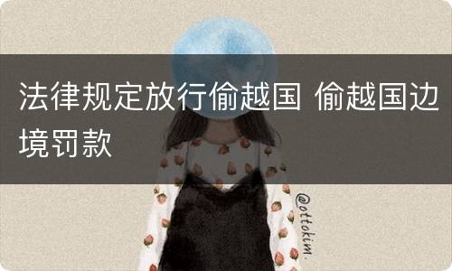 法律规定放行偷越国 偷越国边境罚款