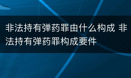 非法持有弹药罪由什么构成 非法持有弹药罪构成要件