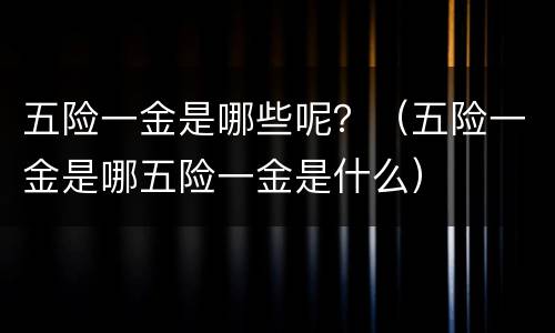 五险一金是哪些呢？（五险一金是哪五险一金是什么）