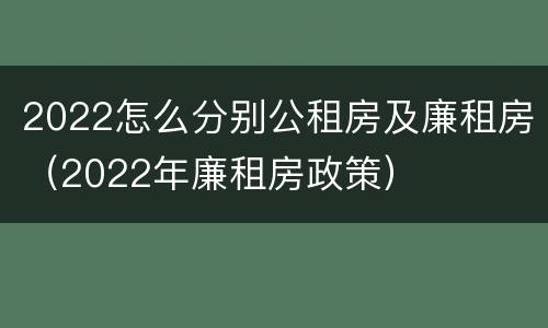 2022怎么分别公租房及廉租房（2022年廉租房政策）