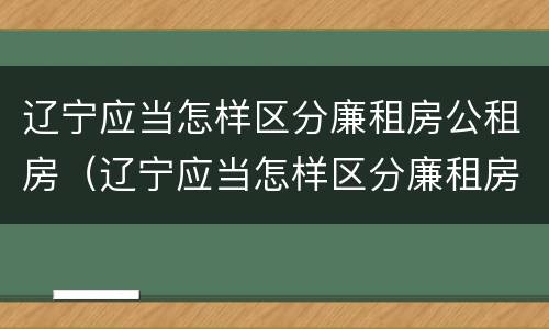 辽宁应当怎样区分廉租房公租房（辽宁应当怎样区分廉租房公租房和商品房）