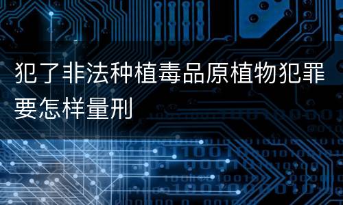 犯了非法种植毒品原植物犯罪要怎样量刑