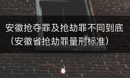 安徽抢夺罪及抢劫罪不同到底（安徽省抢劫罪量刑标准）