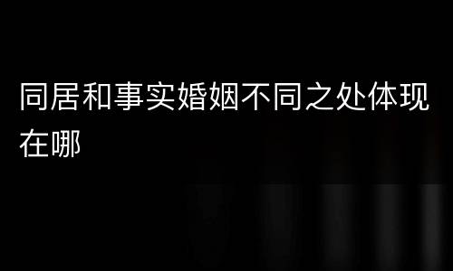 同居和事实婚姻不同之处体现在哪