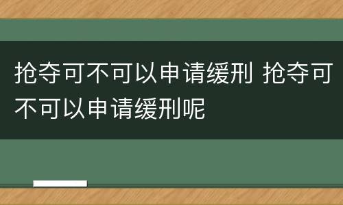 抢夺可不可以申请缓刑 抢夺可不可以申请缓刑呢