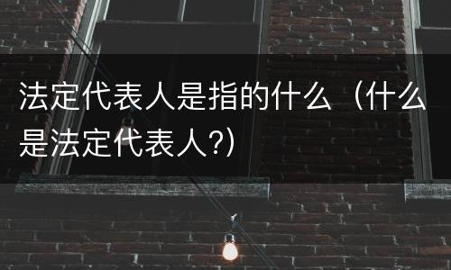 法定代表人是指的什么（什么是法定代表人?）